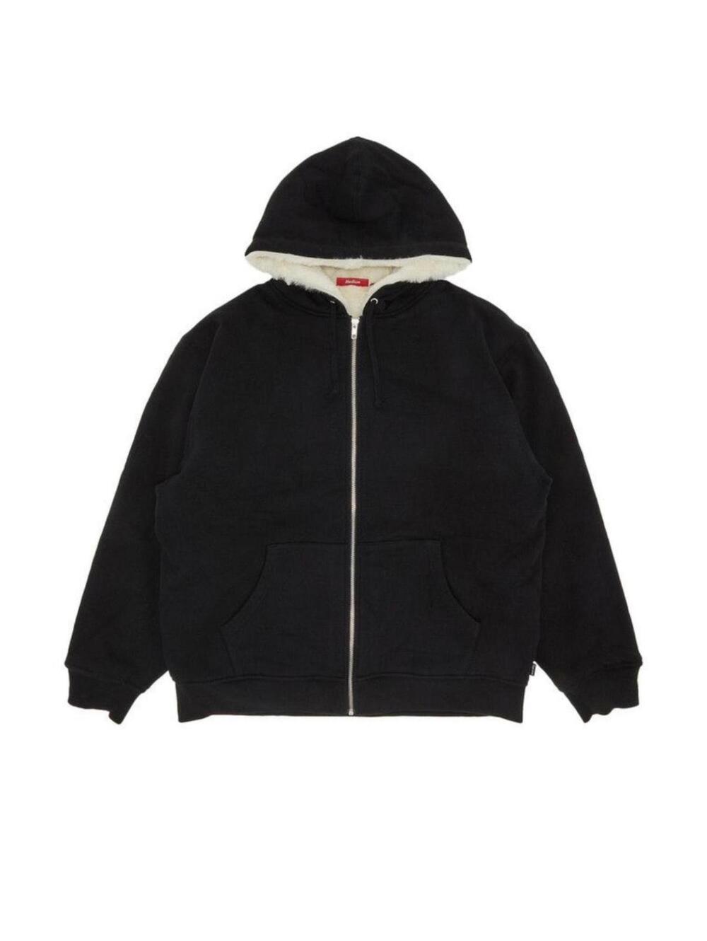 Supreme Faux Fur Lined Zip Up Hoodie Black XL FW22 NWT